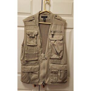 Men Banana Republic Fishing Vest Tan Safari Travel Utility Photographer Size L